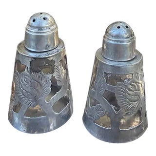 Sterling Mexican Salt & Pepper Shakers | Glass Liners | 1940s For Sale