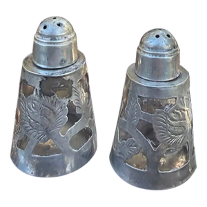 Sterling Mexican Salt & Pepper Shakers | Glass Liners | 1940s