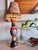 Tracy Porter Stonehouse Farm Goods Hand Painted Wooden Table Lamp With Checked Crystal Lamp Shade For Sale - Image 9 of 11