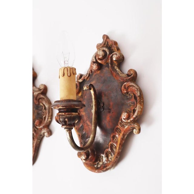 Baroque Wall Lights in Linden Wood, 1960s, Set of 2 For Sale - Image 11 of 12