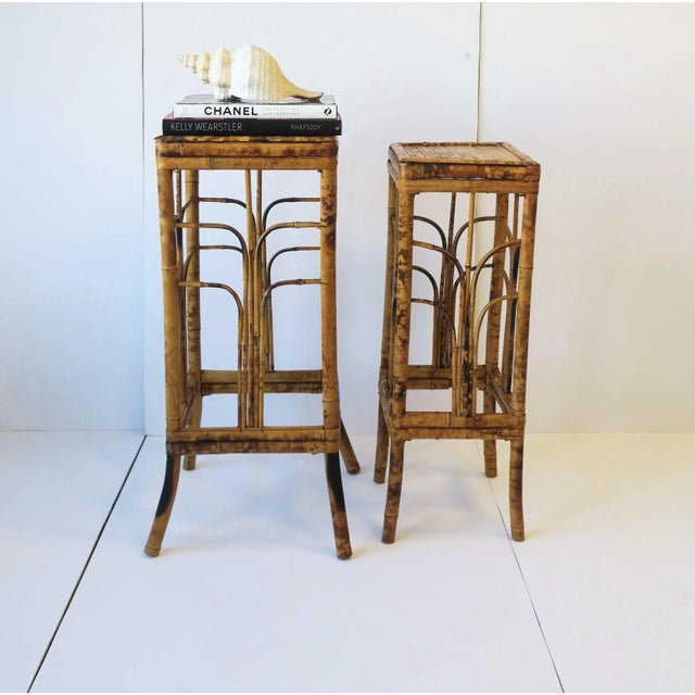 Wicker Bamboo Pedestal Column Stand For Sale - Image 12 of 13