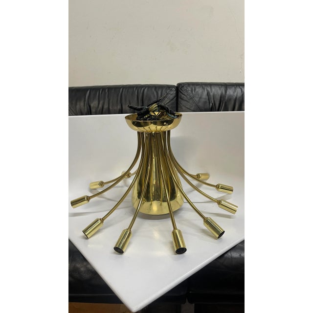 Mid-Century Modern Vintage Mid-Century Modern 13 Light Brass Light For Sale - Image 3 of 7