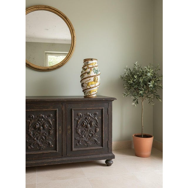 Vintage Italian Style Majolica Relief Animal Spiral Vase For Sale - Image 10 of 10