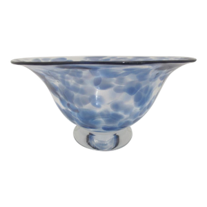 Donald Carlson Mottled Blue Large Studio Art Glass Fluted Bowl