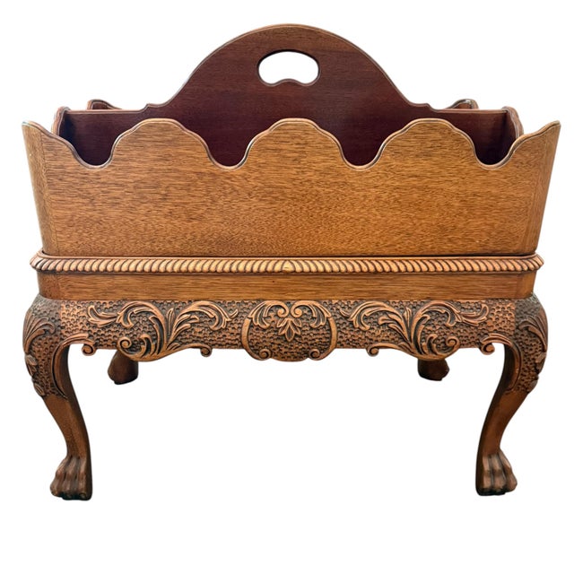 Vintage Baker Furniture Georgian Style Mahogany Canterbury Side Table With Removable Caddy For Sale - Image 10 of 11
