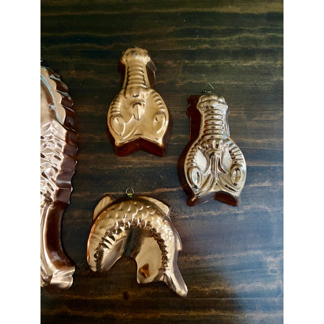 Mid 20th Century Collection of Four Coastal Copper Fish and Lobster Molds For Sale - Image 5 of 6