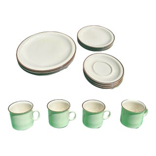 Vintage Desert Sand Grace Stoneware Collection of Plates and Mugs For Sale