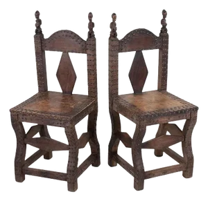 Pair of 19th Century Baule Ceremonial Chairs From Ivory Coast