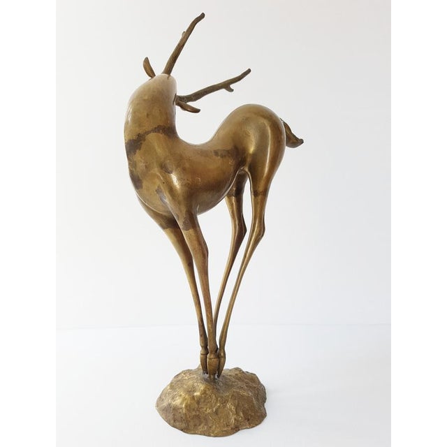 Dancing Stag, Antelope, Doe, and Fawn in Gilded Brass, 1970s For Sale - Image 4 of 11