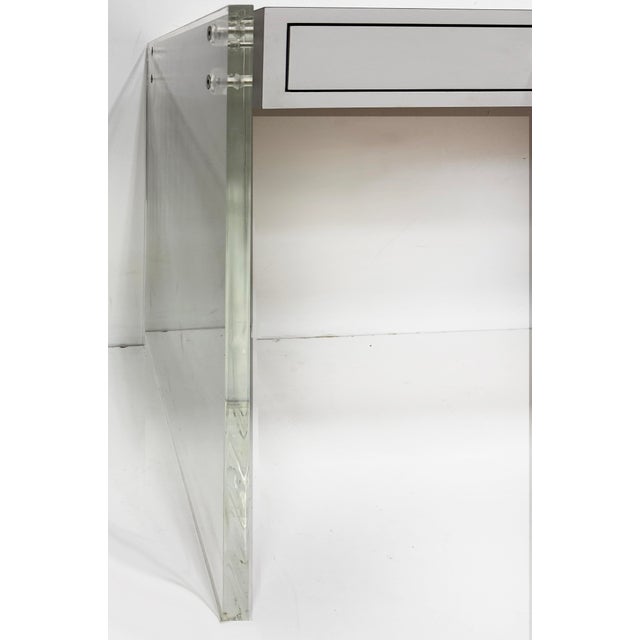 Vintage 1970s Lucite and Laminate 2-Drawer Writing Desk For Sale - Image 4 of 8