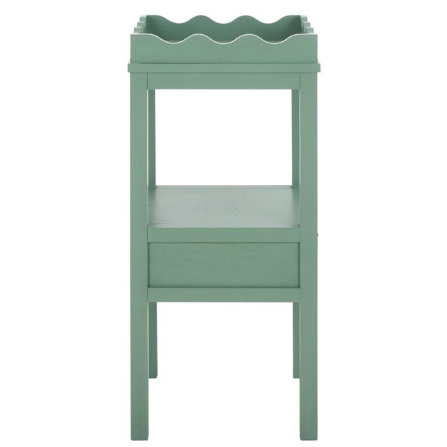 Darlyn Scalloped 1 Drawer Accent Table in Sage For Sale - Image 9 of 10