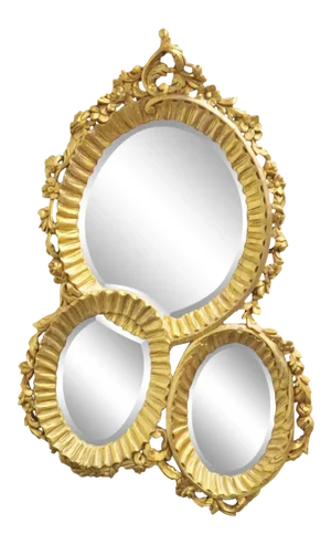 Italian Baroque Carved 3 Section Wall Mirror