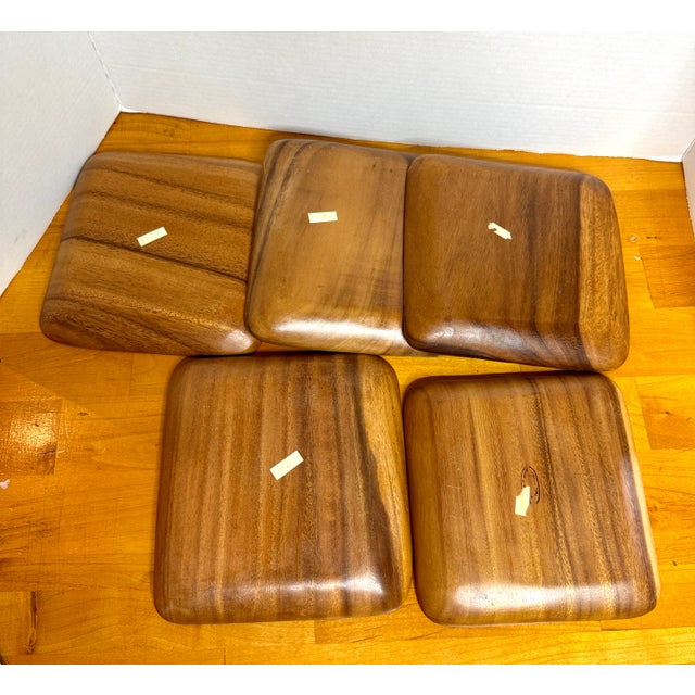 Vintage Teak-Wood Appetizer Plates Set of 10 For Sale - Image 4 of 9