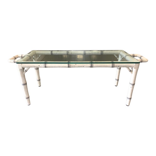 Vintage Mid-Century Hand-Pained Faux Bamboo Coffee Table For Sale