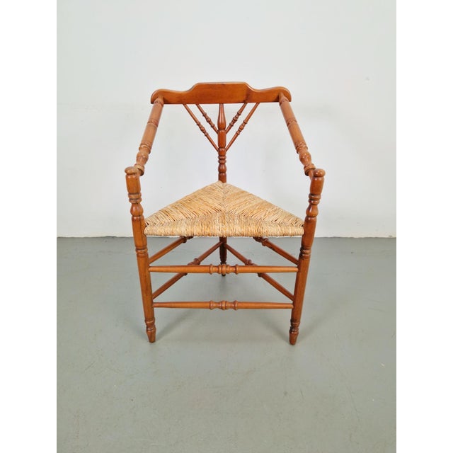 Dutch Bobbin and Rush Corner Chair, 1950s For Sale - Image 9 of 9