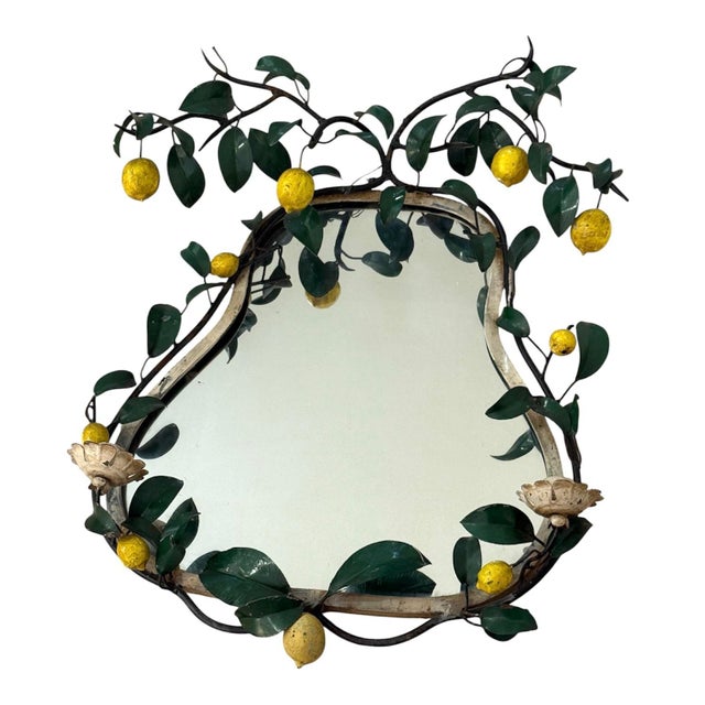 Vintage Italian Lemon Tole Girandole Mirror For Sale - Image 10 of 10