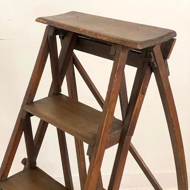 Wood Small Vintage Stepladder in Beech, 1950s For Sale - Image 7 of 10