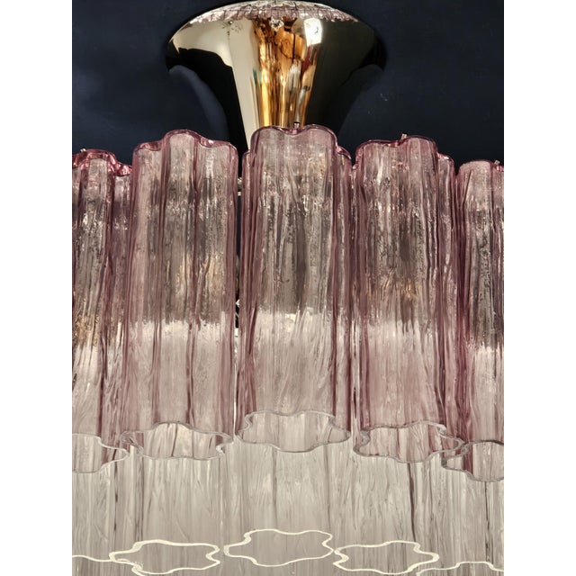 2000 - 2009 Vintage Chandelier with Truncated Murano Glass in Crystal and Amethyst Colour, 2009 For Sale - Image 5 of 17