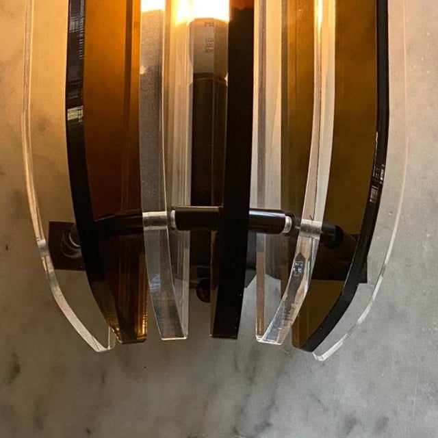 Mid-Century Modern Vintage Wall Lights in Acrylic, 1980s, Set of 2 For Sale - Image 3 of 18