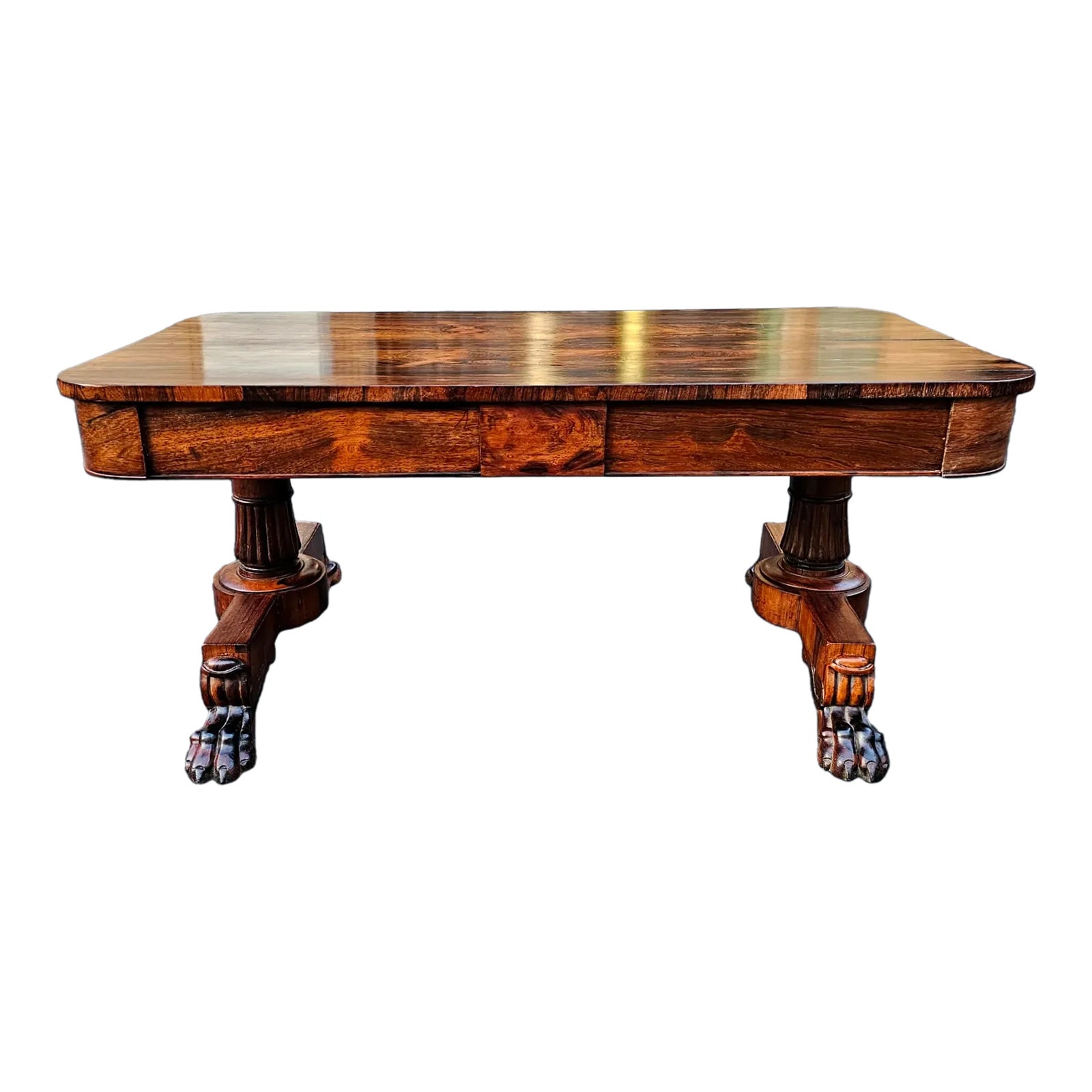 Antique Rosewood Clawfoot Library Table Converted Into Coffee Table ...