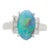 Black Opal Oval and White Diamond Cocktail Ring in Platinum, size 5.5 For Sale