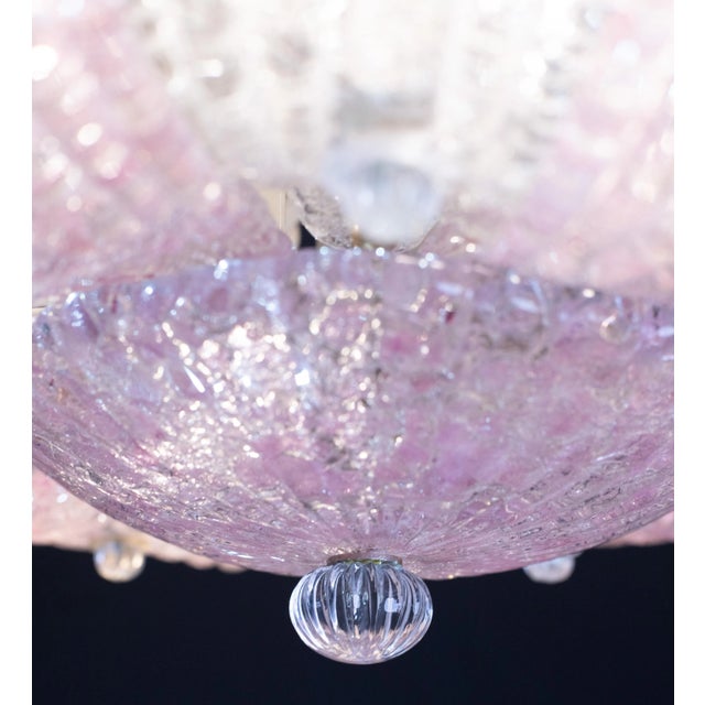 Vintage 1970s Murano Glass Ceiling Lamp Pink For Sale - Image 4 of 12