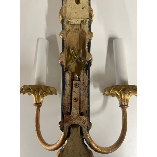 Vintage Louis XVI Style Two-Light Electric Wall Sconces--a Pair For Sale - Image 13 of 13
