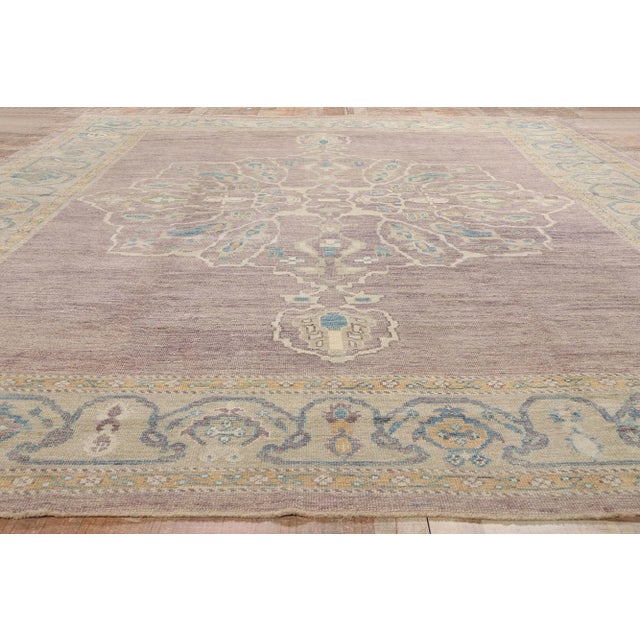 Lavender Vintage Modern Turkish Oushak Rug - 12'01 X 15'07 For Sale - Image 8 of 9