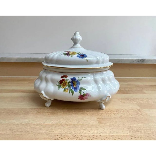 Porcelain casket on legs from Weimar Manufactory. 1970s. Germany. The box is almost like a woman's handbag – you open it...