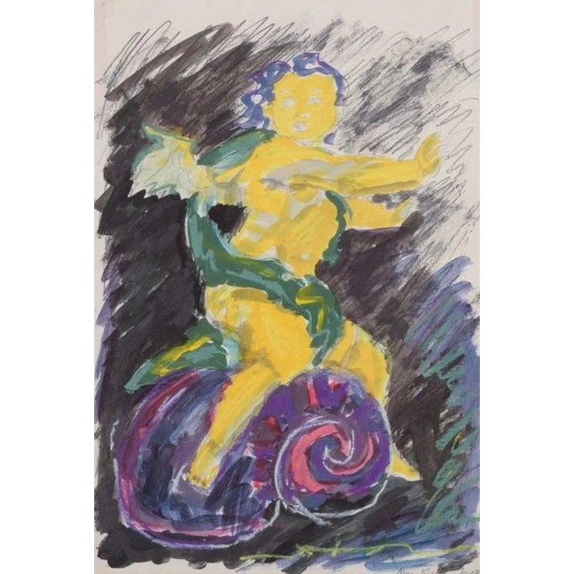 Nina Kleivan, Composition with Putto, 1988, Gouache on Paper For Sale - Image 8 of 8