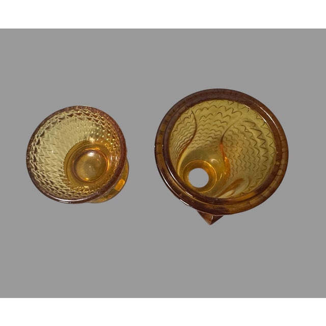 Mid-Century Modern Vintage Viking Amber Glass Art Deco Figural Owl Fairy Lamp Votive Candle For Sale - Image 3 of 7