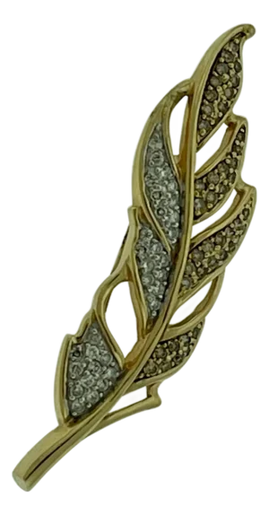 0.6 Carat Leaf Shaped Diamond 14 Karat Gold Pin or Brooch Affordable, Estate