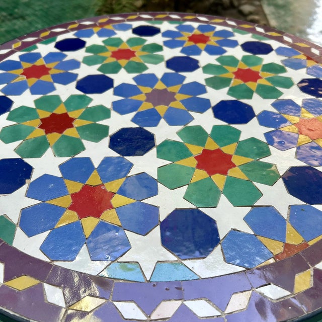 Art Deco Handcrafted Zellige Moroccan Tile Table For Sale - Image 3 of 9