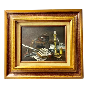 Still Life of Music and Literature Framed