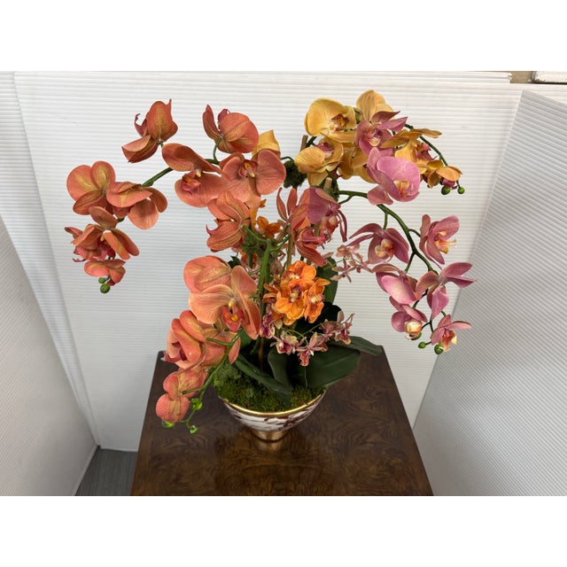 Abigail Luxury Botanicals Faux Orchid Arrangement in Vase For Sale - Image 4 of 12