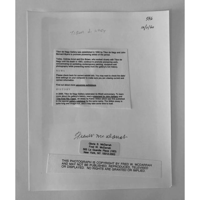 American Fred McDarrah, Vintage Silver Gelatin Photograph Tibor de Nagy Portrait Photo NYC Gallery, 1960 For Sale - Image 3 of 6