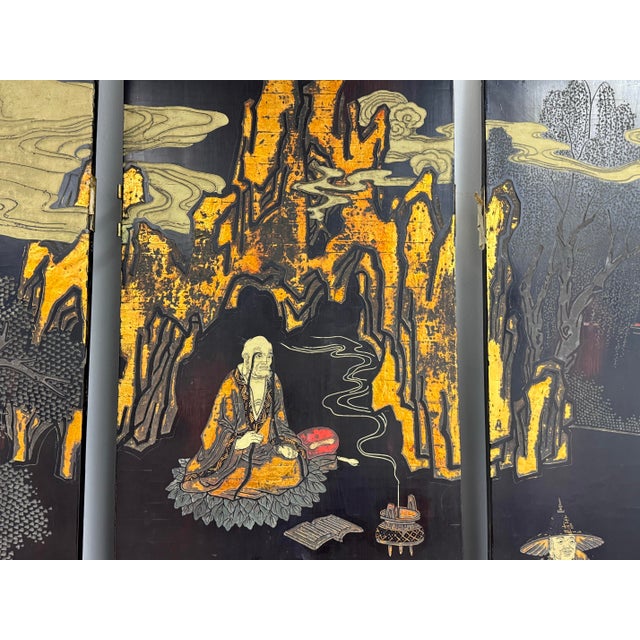 Mid 20th Century Chinese Eight Immortals Mountain Cloud Eight Panel Screen For Sale - Image 5 of 12
