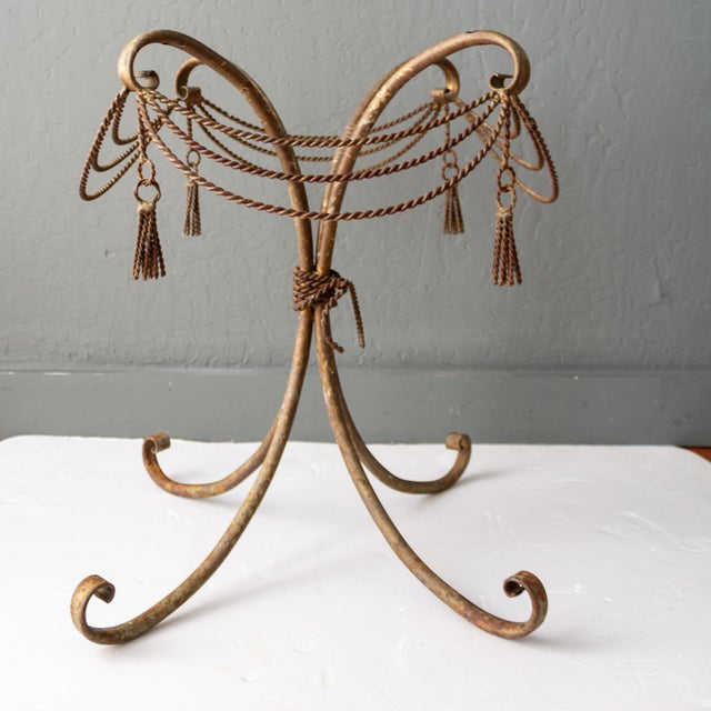 Italian Brass Rope and Tassel Rustic Outdoor Drinks Table For Sale - Image 11 of 18