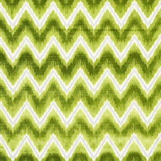 Schumacher Chevron Velvet Fabric in Leaf For Sale
