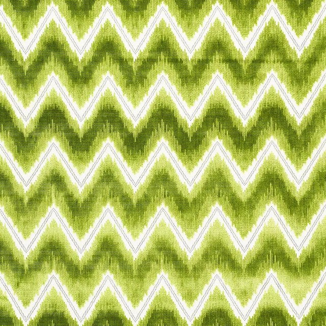 Schumacher Chevron Velvet Fabric in Leaf For Sale