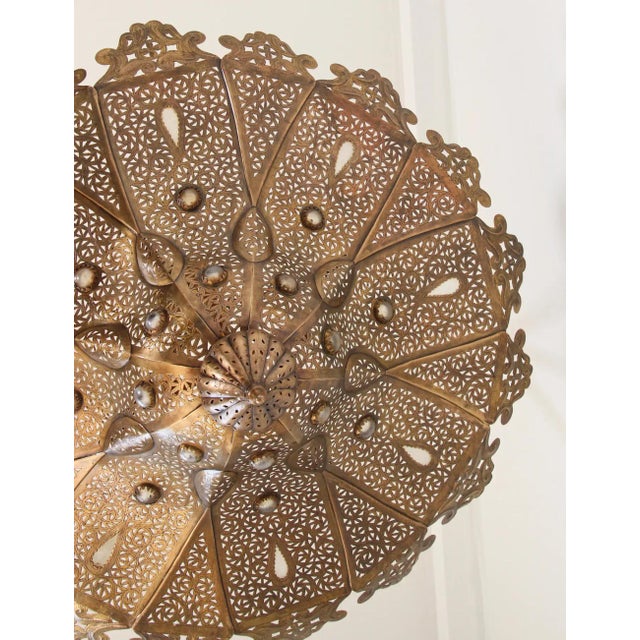 Vintage Moroccan Chandelier Polished Gold Brass in Alberto Pinto Moorish Style For Sale - Image 16 of 18