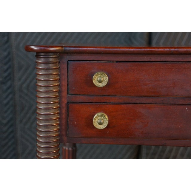 Early 19th Century Antique Early 19th C. American Federal Mahogany Carved Work Table Nightstand For Sale - Image 5 of 17