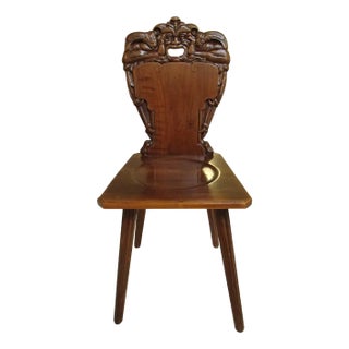 Brutalist Carved Chair with Grimace, 1890s For Sale