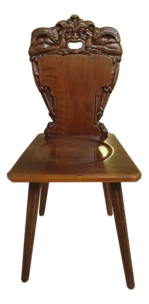 Brutalist Carved Chair with Grimace, 1890s