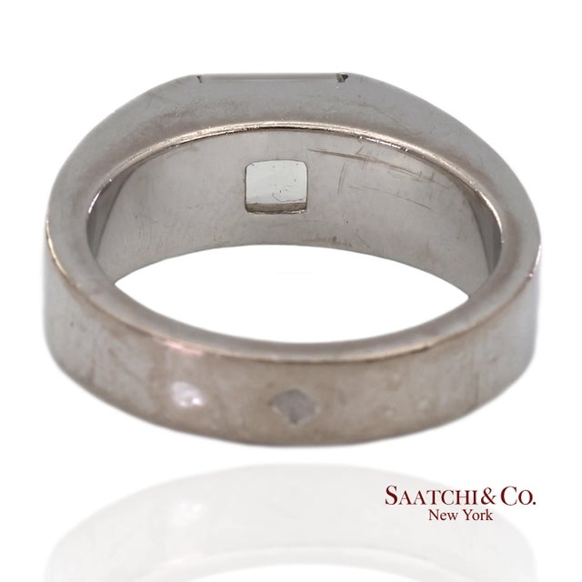 Cartier Vintage 18k (750) White Gold Original Authentic Cartier Tank Moonstone Ring, Size 5 For Sale - Image 4 of 10