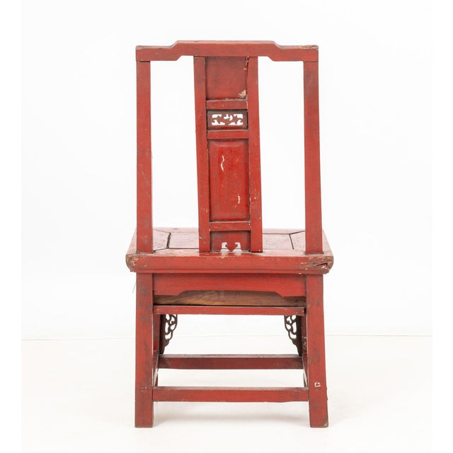 Red Chinese Red Lacquered Bride's Chair For Sale - Image 8 of 8