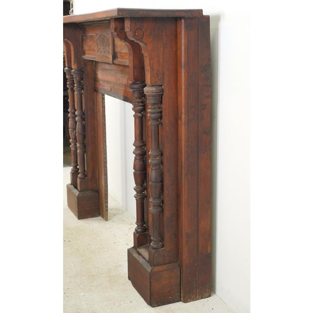 Antique Eastlake Burl Veneer Paneled Wood Fireplace Mantel For Sale - Image 14 of 14