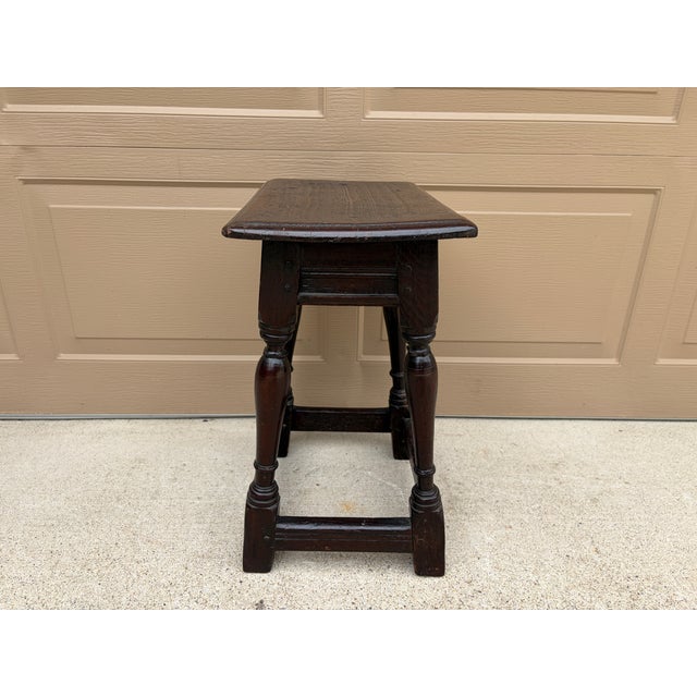 Late 17th Century English Oak Joint Stool With Turned Legs For Sale - Image 11 of 13