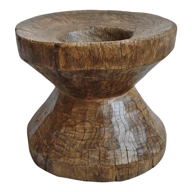 Vintage Naga Rustic Tribal Wood Pestle Pot For Sale