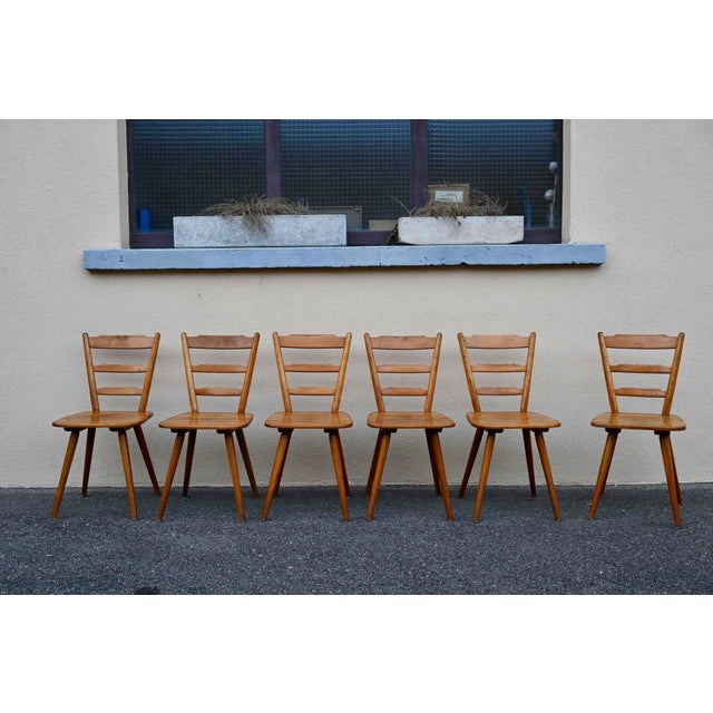 Scandinavian Style Bistro Chairs in Beech Wood from Bombenstabil, 1950s, Set of 6 For Sale - Image 15 of 15